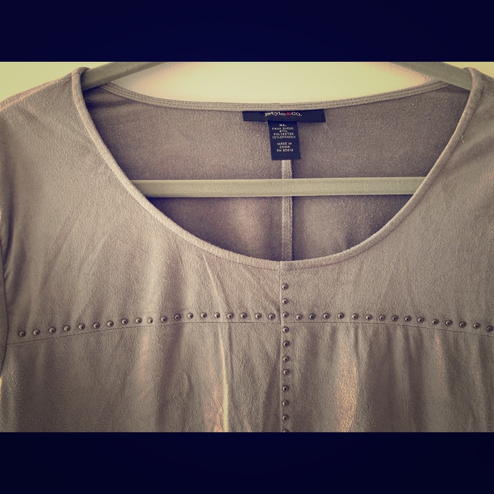 Gray Faux Suede Top